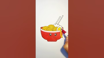 How to draw a cute bowl of noodles | Step by step drawing