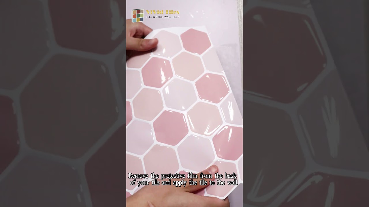 Pink Hexagon Mosaic Peel and Stick Vinyl Tile from Vivid Tiles