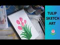 Easy Tulip Drawing 🌷 Colorful Marker Art | Simple &amp; Aesthetic Sketch
