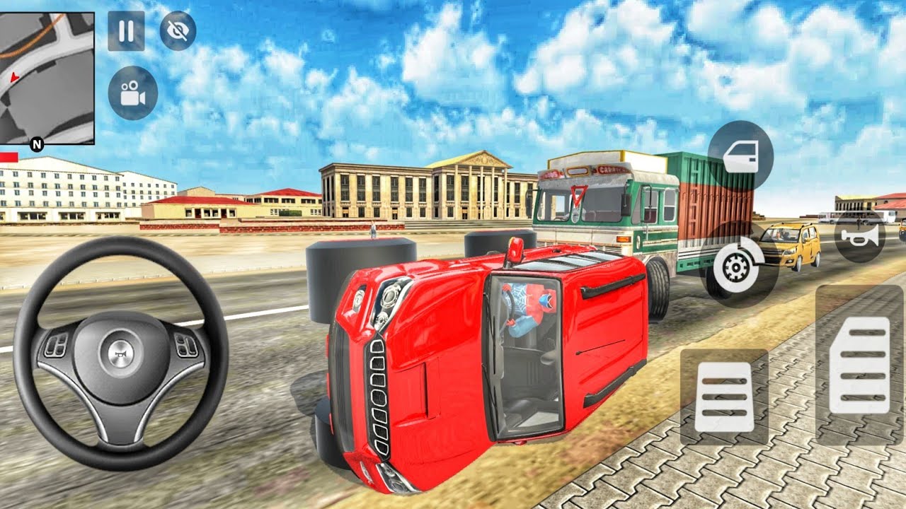 Spider-Man Red SUV Flip Crash Near Green Truck! Highway Tyres Chaos | Indian Theft Auto Android