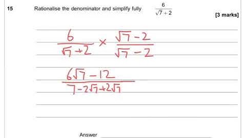 AQA Further Maths GCSE 2016 Paper 1 Q15 - Rationalising the Denominator