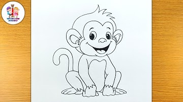 How to draw monkey easy steps | drawing for kids