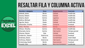 RESALTAR la fila y columna de la celda activa