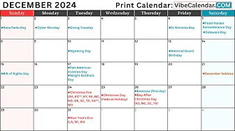 December 2024 Calendar with Holidays and Observances (All) #calendar #december #holiday thumbnail