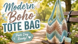 How to Crochet Easy Boho Modern Granny Stitch Market Tote Bag