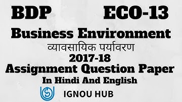 IGNOU BDP B.Com ECO-13 Assignment Question Paper 2017 2018 In Hindi & English ECO 13