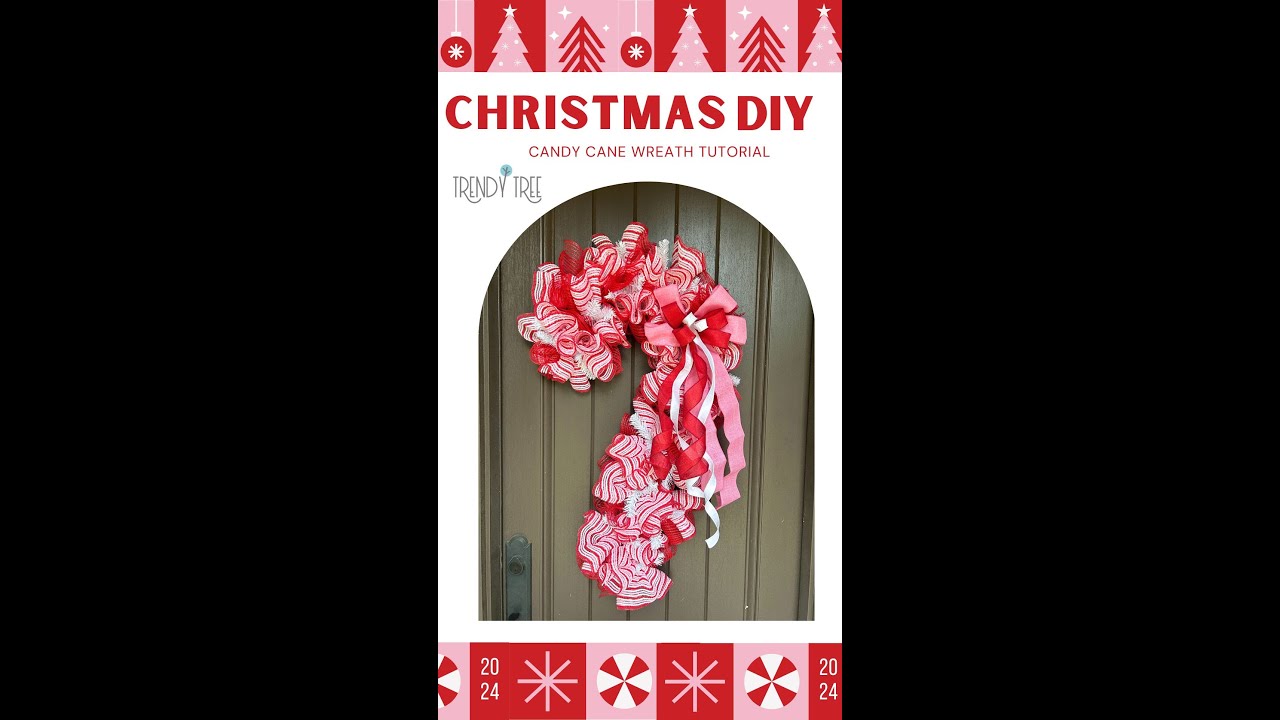 DIY Candy Cane Wreath with New Snow Fuzz Mesh | Trendy Tree Tutorial