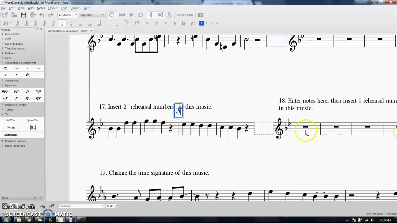 Musescore: Text and Rehearsal Numbers - YouTube