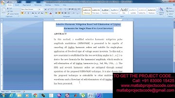 Selective Harmonic Mitigation Based Self Elimination of Triplen Harmonics for Single Phase-2019-20