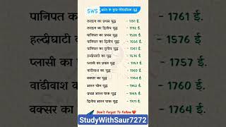 भारत के कुछ ऐतिहासिक युद्ध #shorts #viral #ytshorts #gk #roaro #study #history #upsc #bpsc #uppcs