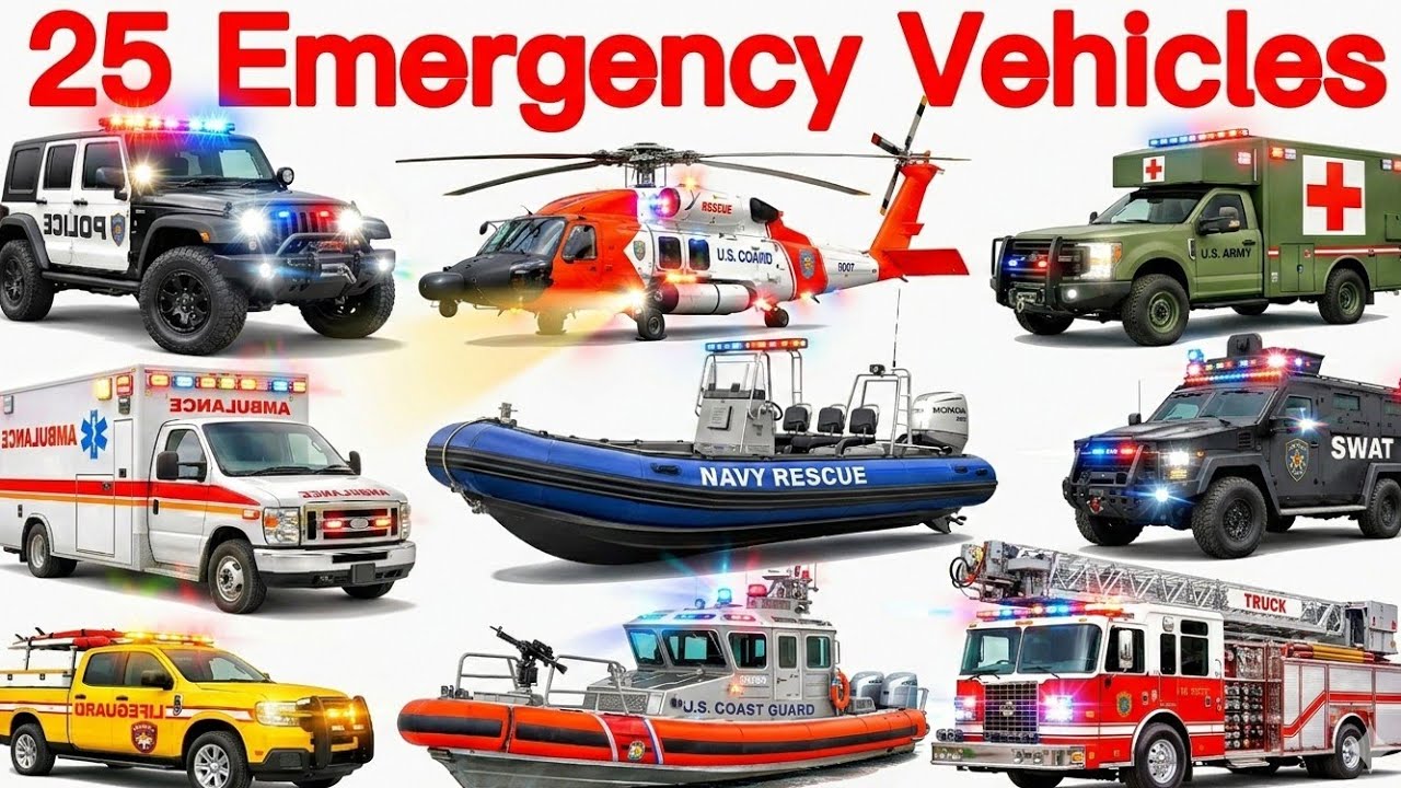 Emergency Vehicles Name English to Hindi | आपातकालीन वाहनों के नाम | Learn Emergency Name & Sound 