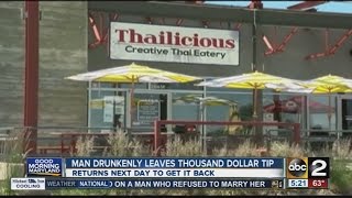 Drunk customer leaves $1000 tip