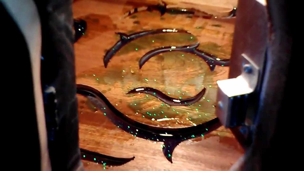 Solid Sapele table with epoxy inlay - YouTube