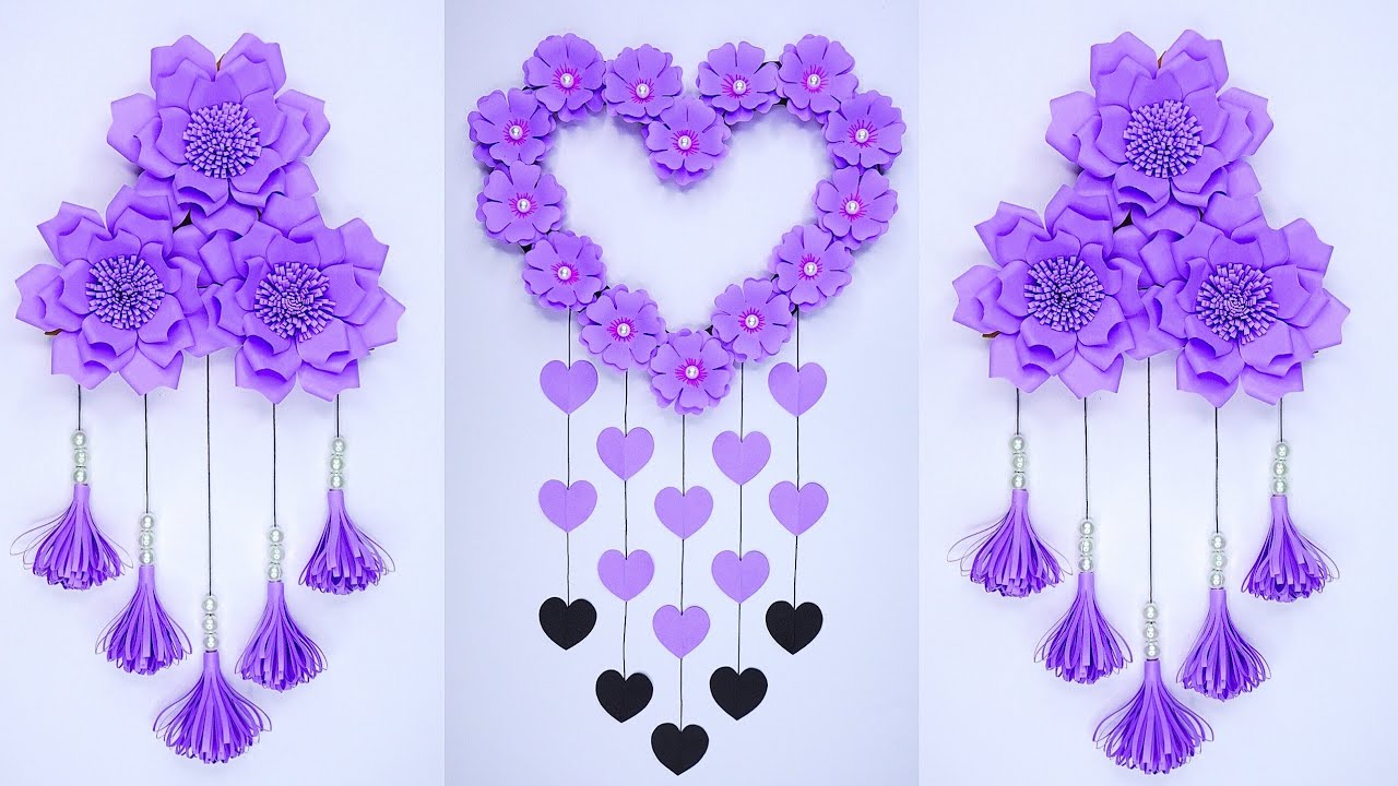 Wall Hanging Craft Ideas | DIY Home Decor | Paper Flower Wall Hanging ...