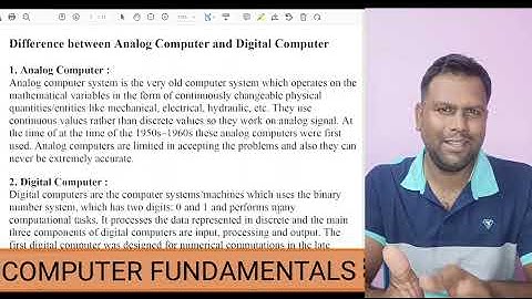 Learn Computer Fundamental Analog and Digital Computer #computerfundamental #pyarimohanjena#odia