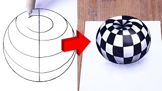 Easy 3D Sphere Drawing & Illusion Art Tricks