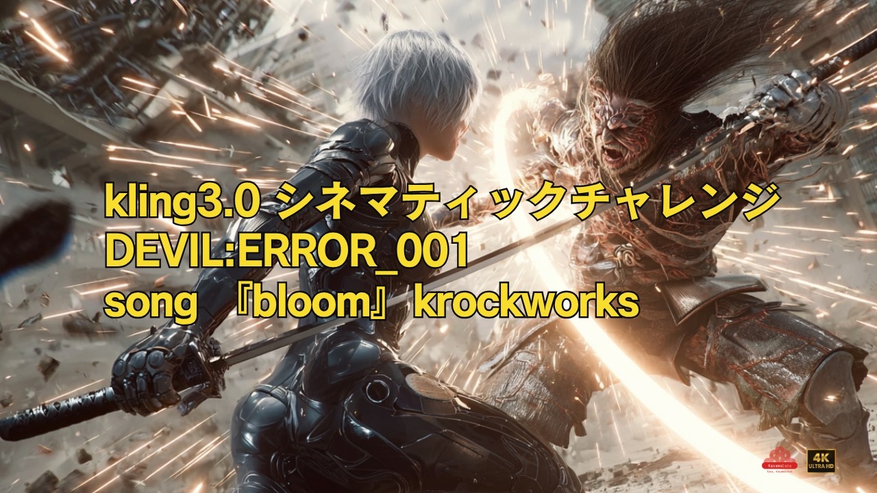 kling3.0 シネマティックチャレンジ　DEVIL:ERROR_001 song 『bloom』krockworks