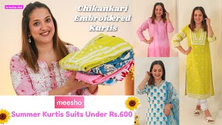 Meesho Summer Kurti Haul under Rs 600 | Chikankari Embroidered Kurtis Suits | Perkymegs Hindi