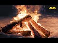 🔥 A Crackling Campfire During a Windy Winter Night (10 Hours) 50fps 🔥 Cozy Fireplace 4K for Sleeping