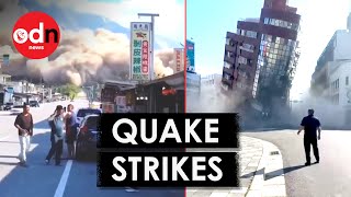 Shocking Moment Taiwan Is Hit By Powerful Earthquake