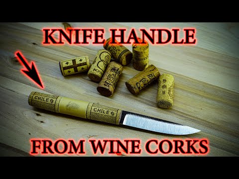 Рукоять ножа из винных пробок без клея своими руками / Knife handle made of wine corks DIY