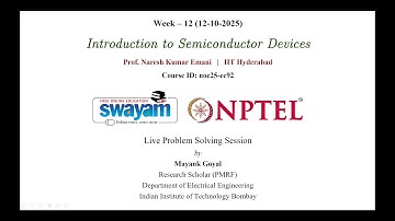 Introduction to Semiconductor Devices Week 12 Live Problem Solving Session (12/10/2025)