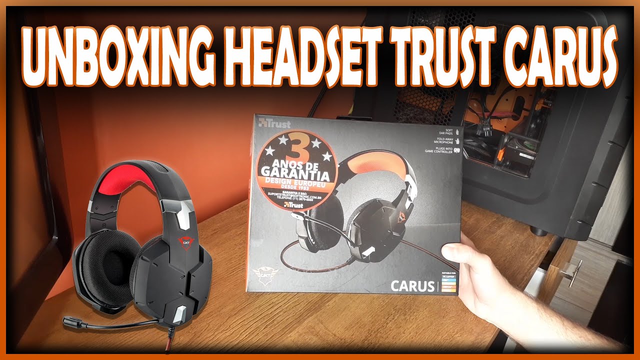 UNBOXING do Headset Gamer TRUST CARUS GTX 322 - E teste do microfone