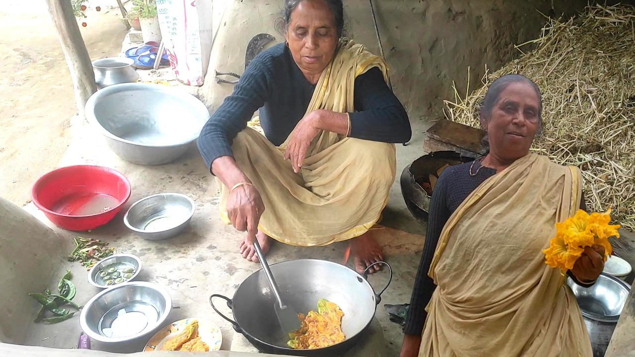 সকাল বেলায় কুমড়ো ফুলের বড়া ♨️SIMPLE VILLAGE MORNING VLOG