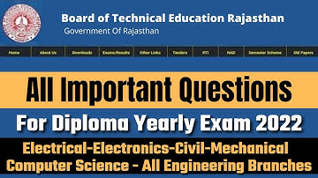 #BTER Final Year Exam 2022 All Important Questions || Polytechnic All Branches Important Questions 💯