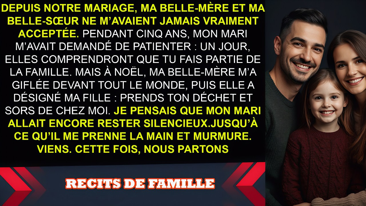 Hier soir, chez ma belle-mère, tout le monde a vu la scène. Elle m'a giflée trois fois devant ma fille, puis elle a pointé mon bébé du doigt en criant : « Prends ton déchet et sors de chez moi. »...