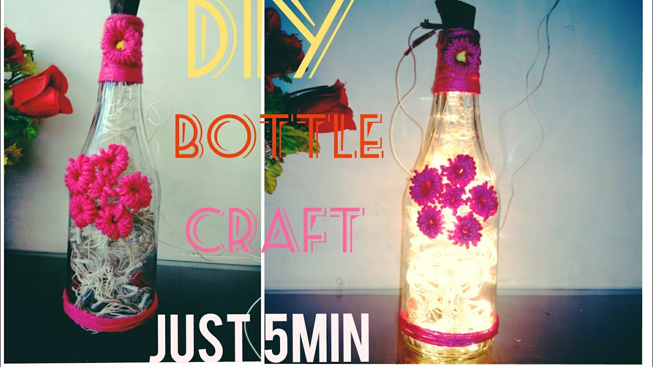 DIY BOTTLE CRAFT//ROOM DECOR IDEAS//EASY BOTTLE DECORATION JUST IN 5MIN
