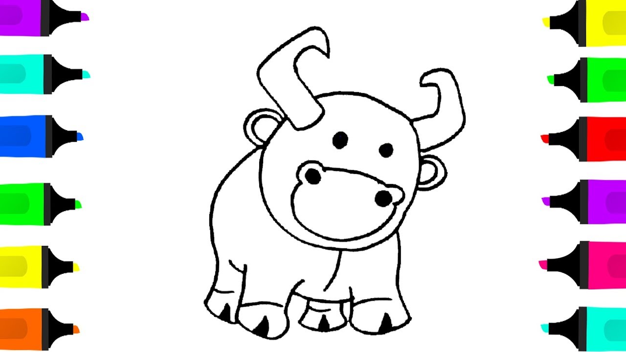 Ox Drawing and coloring Videos for childrenDrawing