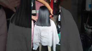 krebond brazilian blowout by veronica with hair color black and using bio extenseo straight