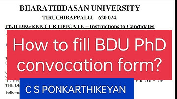 How to fill BDU PhD convocation form ? #phd #covocation #bdupdate #bdupdatenews #cspkarthi #bdu