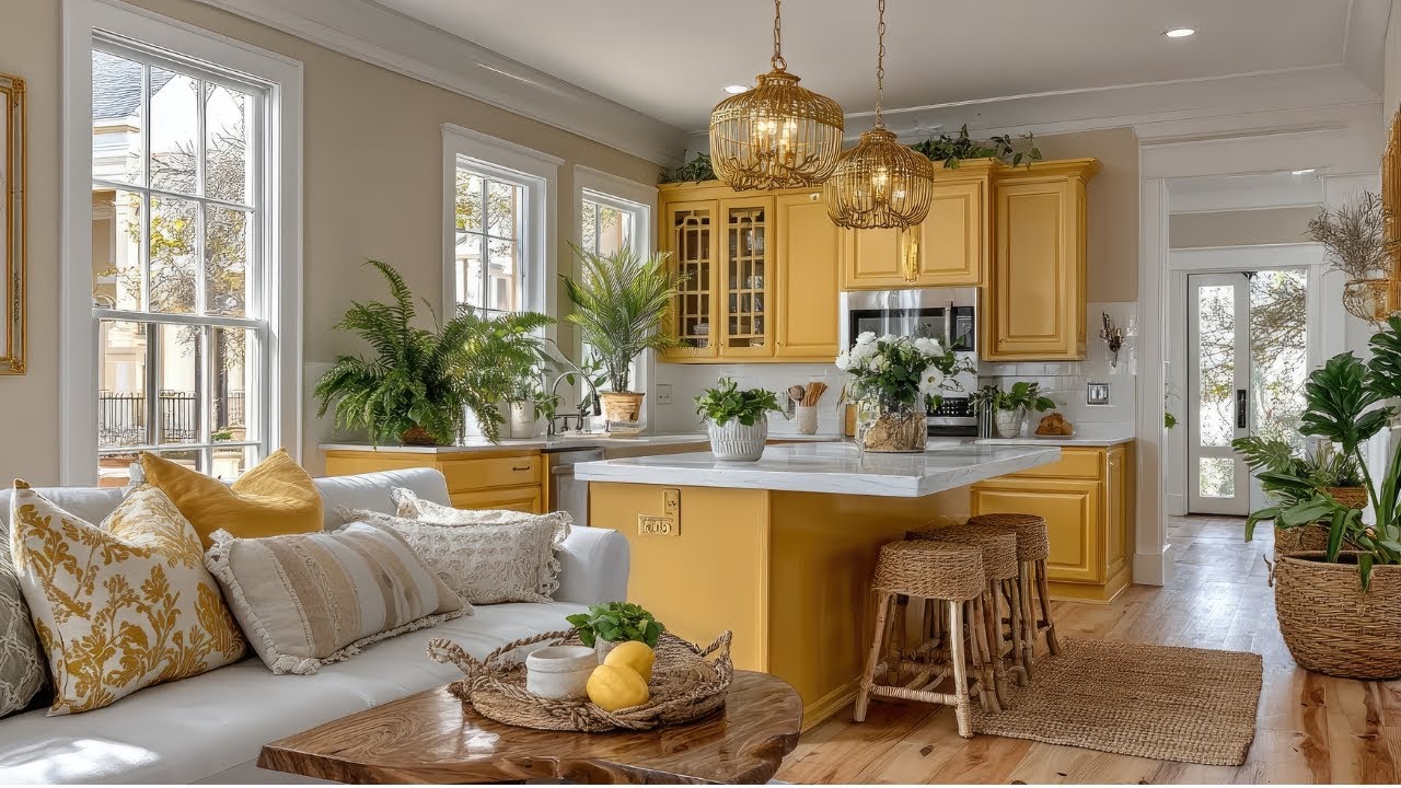 25 маленьких желтых кухонь в стиле фермерского дома | Умные системы хранения и стильный желтый ди...