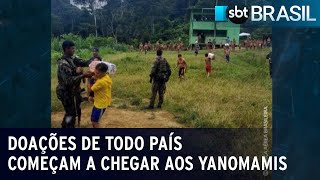 Doações de todo país começam a chegar aos yanomamis | SBT Brasil (23/01/23)