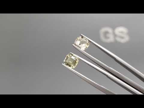 Pair of greenish-yellow cushion cut beryls 2.33 carats, Nigeria Video  № 2