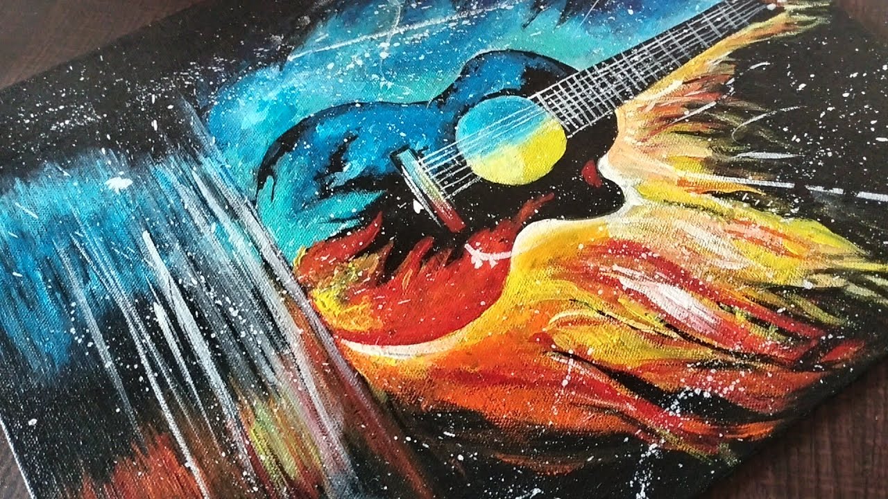 How to paint Abstract Guitar । Canvas Painting । Acrylic Painting YouTube