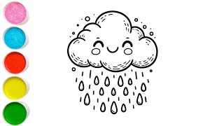 Cloud with raindrops Drawing, Painting & Coloring For Kids and Toddlers_ Kids Art screenshot 3