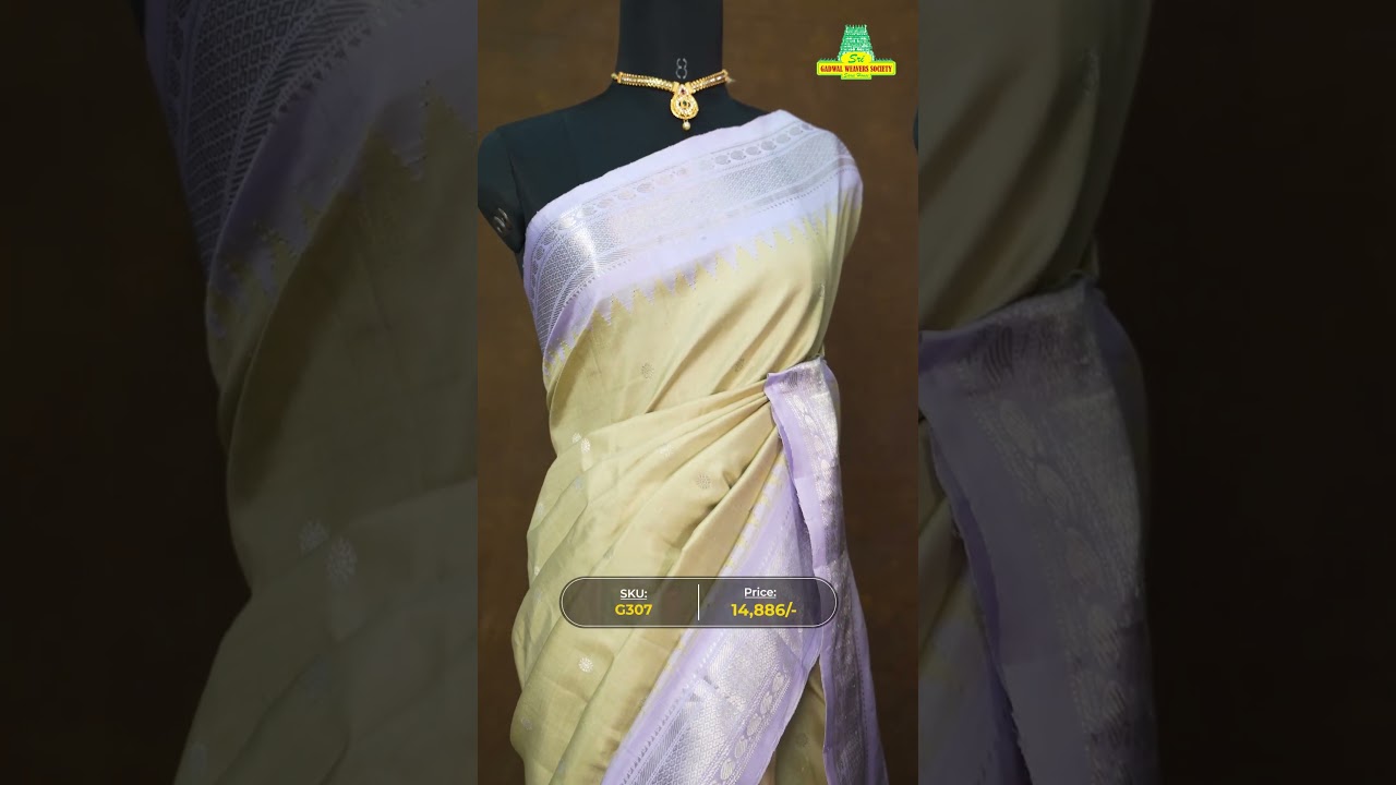 Gadwal Saree with Silver Zari | Traditional Border Design | Gadwal Weavers Society | Ameerpet |