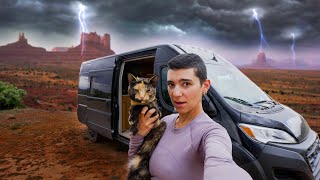 Van Camping in a Lighting Storm in UTAH (Van life With Two Cats)