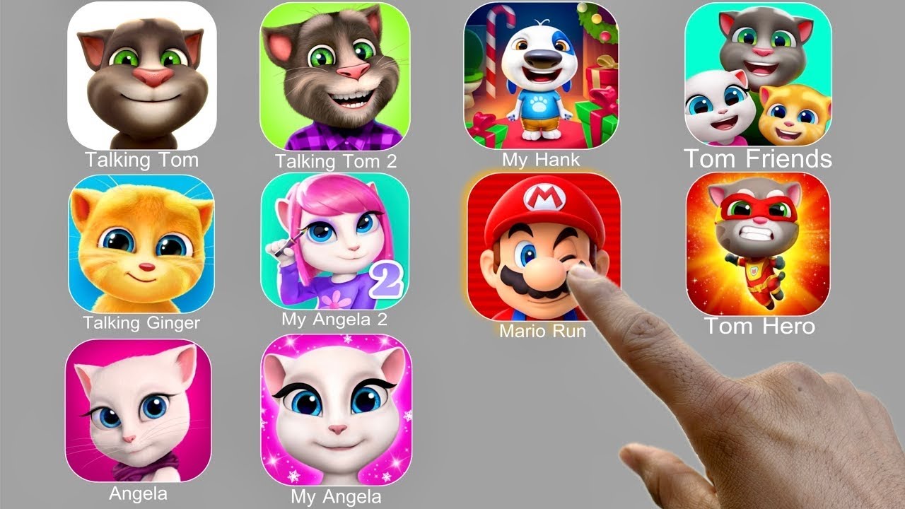 Tom Friends,Talking Tom,Mario Run,Talking Ginger,Angela,Talking Tom 2 ...
