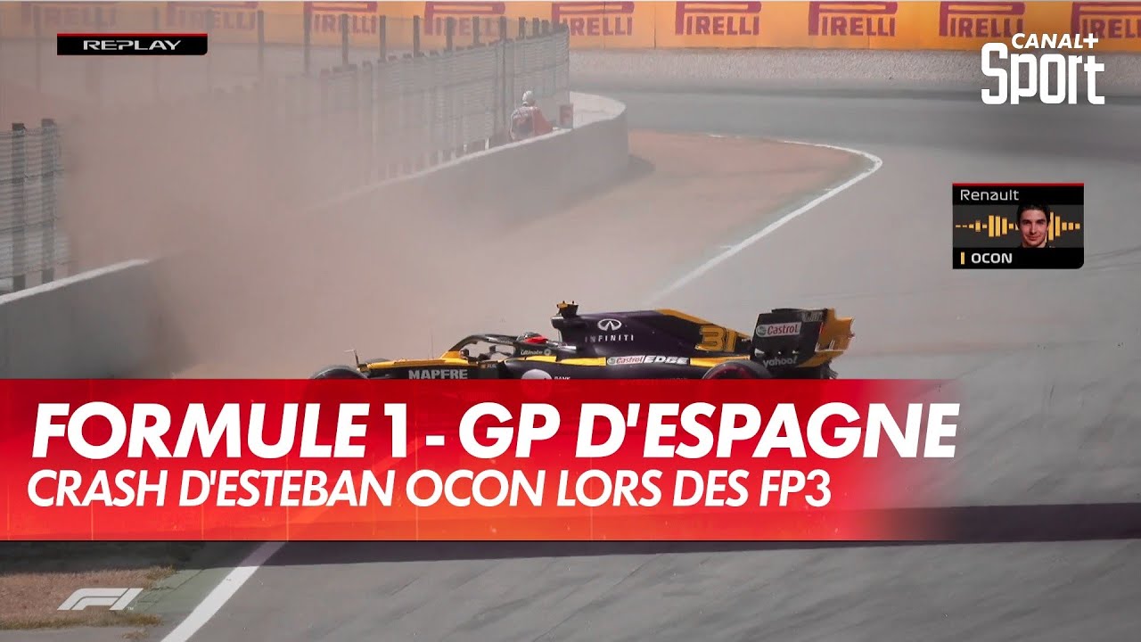 GP d'Espagne - Crash d'Esteban Ocon lors des Essais Libres 3 - CANAL+ Sport