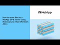 How to move files to a NetApp CIFS server using Robocopy to retain Windows ACLs Mp3 Song