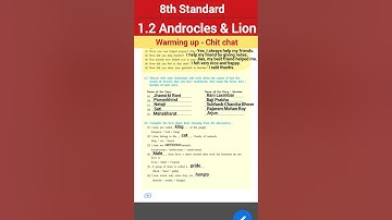 1.2 Androcles and lion ChitChat | 1.2 Androcles and lion workshop #class8 #8thclass #learnenglish