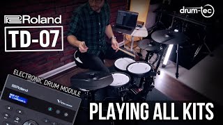 Roland TD07KV electronic drum kit Playing ALL KITS sound demo