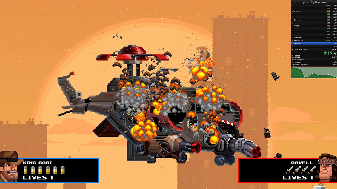 Arcade Mode Co-op in 58m 48s by the_king_gobi, davell - Broforce -  speedrun.com