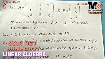 CSIR NET SOLVED PROBLEMS LINEAR ALGEBRA JUNE 2017 🔥