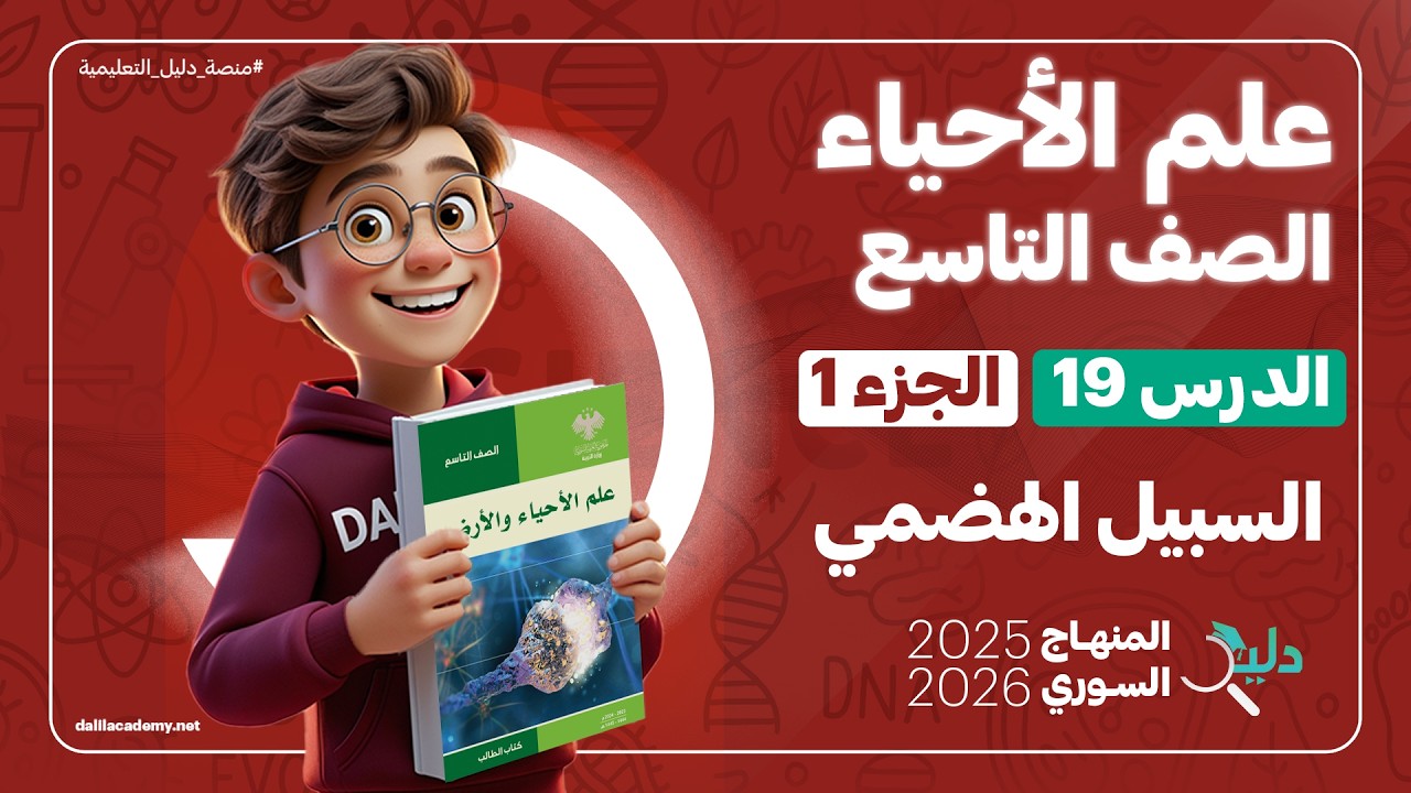 السبيل الهضمي 🍽️ الدرس 19 الجزء 1️⃣ علوم الصف التاسع | المنهاج السوري 2025-2026