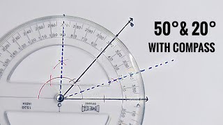 How to draw 50 degree and 20 degree angle with compass. by RGBT Mathematics  1,587 views 3 months ago 1 minute, 24 seconds
